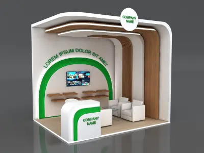 Booth Exhibition Stand Stall 4x3m Height 360 cm 2 Side Open 3D model