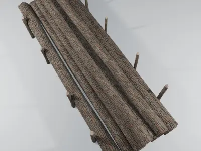 Log Pile 3D model - Pine Oak Wood Decks in Low-poly Game Ready Low-poly 3D model