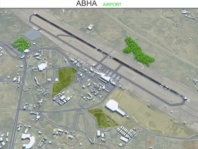 Abha Airport 10km Low-poly 3D model