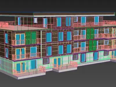 Apartment Exterior Residential Building Low-poly 3D model