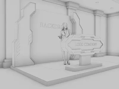 Futuristic Sci-Fi Event Photo Booth and Exhibition Stand 3D model