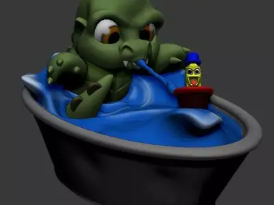 Baby Godzilla bath time 3D model