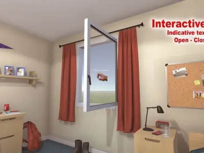 University Student Room Low-poly 3D model