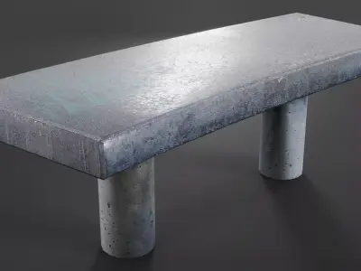 Simple outdoor concrete bench with slight curve 3D model