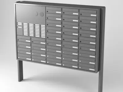 Simple Mailbox System Array Mailboxes Low-poly 3D model