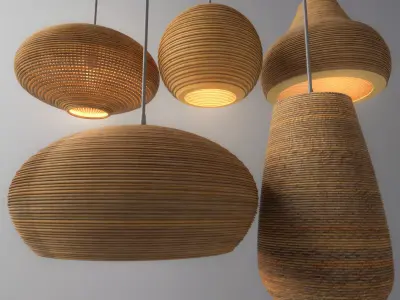 Rattan Lighting Set 3 3D model