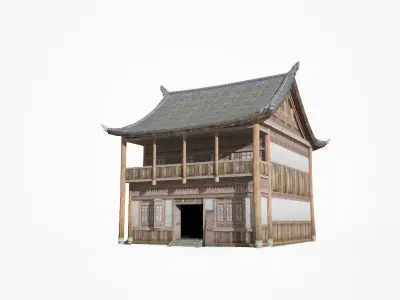 A dilapidated old house Low-poly 3D model