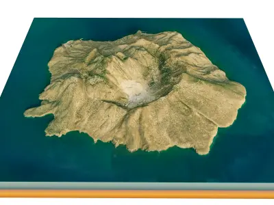 Nisiros Island 3D model terrain Low-poly 3D model