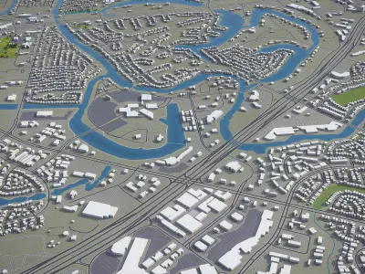 Sugar Land - 3D City Model Low-poly 3D model