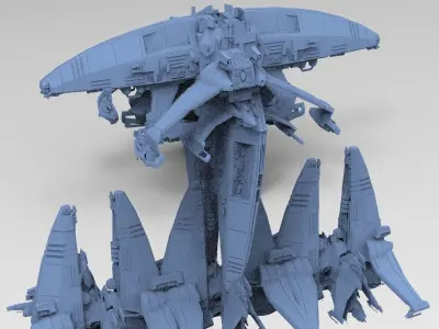 Dark Terra Former Ship destroyer 2 versions  3D model