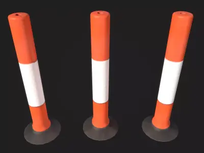 Exterior Plastic Post Construction Bollard  Low-poly 3D model