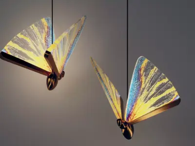 Lights Pendant Butterfly Art Light Low-poly 3D model