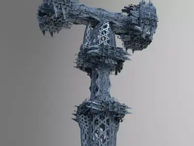 Covenant Skyscraper Docking tower rig Low-poly 3D model