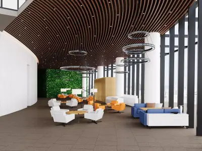 Modern Office Lobby Lounge 3D model