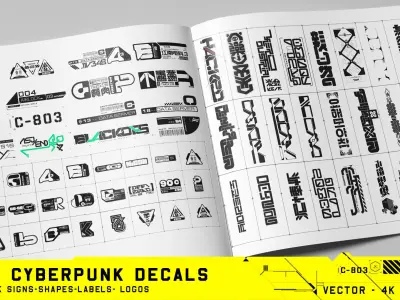 500 Cyberpunk Decals Megapack Texture