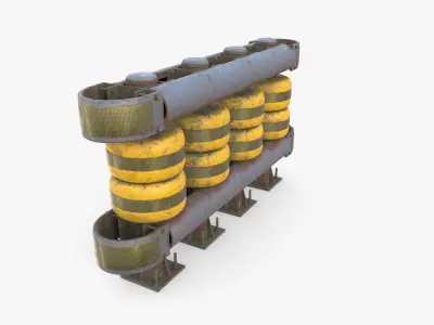 Tileable rolling barrier v1 weathered 3D model