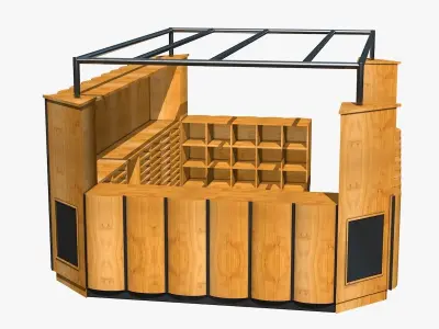 Wooden Kiosk 3D model