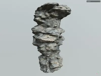 Low poly Scifi Colum Rock Low-poly 3D model