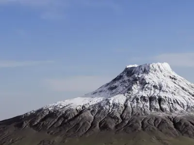 The volcano covered with snow on its top 3D model