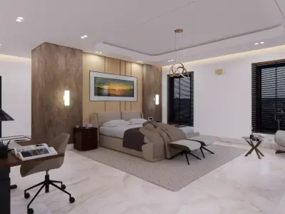 MASTER BEDROOM AND BATHROOM 3D SCENE 3D model