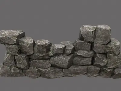 wall set arch made of rocks Low-poly 3D model