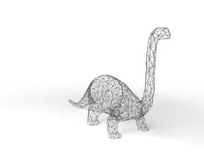 Bronchosaurus Wireframe Low-poly 3D model