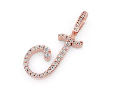 Elegant J Diamond Pendant  3D CAD Jewelry Design 3D print model purchase