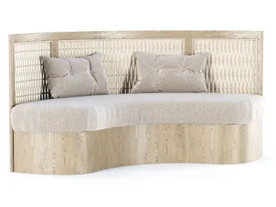 Isabel wooden rattan loveseat IS25 by Bpoint Design  3D model