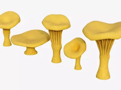 Chanterelle Mushroom Trees Low-poly 3D model