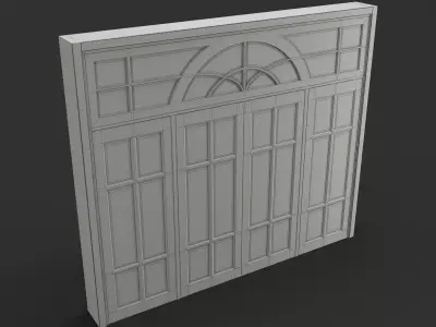 Large Entry Door with Glass Inserts 3D model