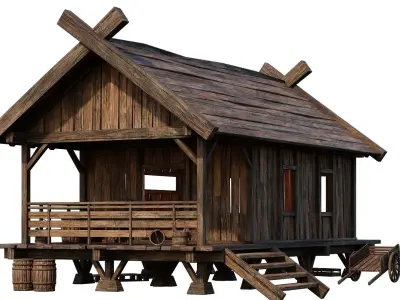 Old Building House 4K Textures GameReady 69 Low-poly 3D model