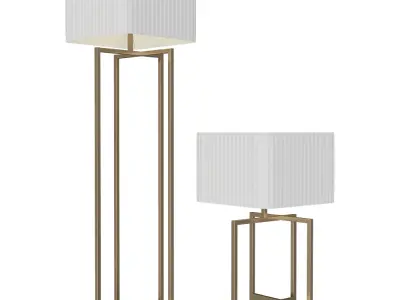 Diogene Modern Floor and Table Lamp Set 3D Model 3D model