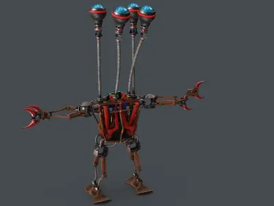 Robot with four eyes 3D model