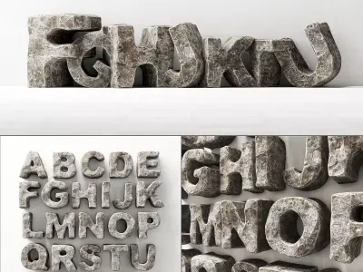 Stone letters english 3D model