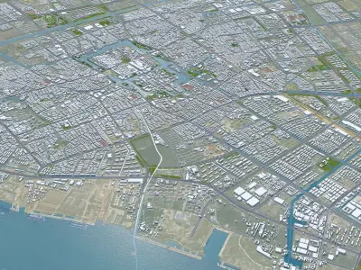 Nantong Jiangsu China 60km Low-poly 3D model