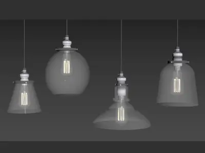 Vintage Glass Hanging Lamp 3D model