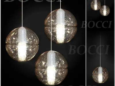 Bocci chandelier with glass balls hanging from it 3D model