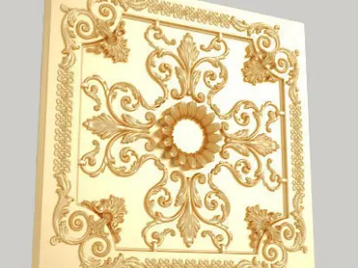 Classic 3D motifs of furniture plaster ceilings gold inlaid Texture