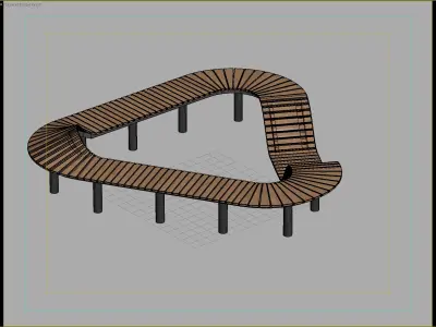 Triangular Curved Bench for Parks and Urban Spaces 3D model