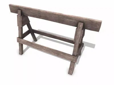 A Frame Wooden Barricade Low-poly PBR Low-poly 3D model