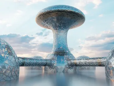 Sci Fi future Mars Base Glass City 3D model