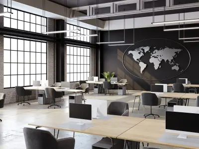 Interior scene loft office 06 3D model purchase