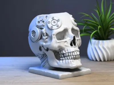 Skull robot pen holder Cyborg pen holder 3D print model purchase