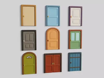 Cartoon Doors Collection 1 Low-poly 3D model