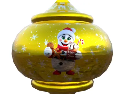 Playful Snowman Holiday Bauble 3D Model PBR Ready Low-poly 3D model