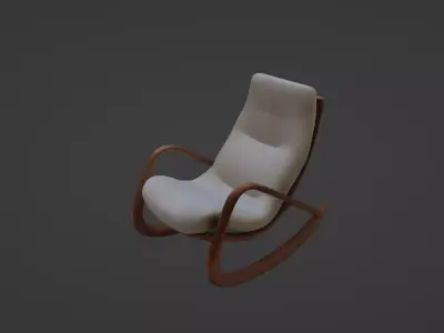 Modern Rocking Chair with Curved Wooden Frame   3D model