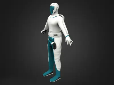 Full Sci-fi Space Research Costume Outfit Character Low-poly 3D model