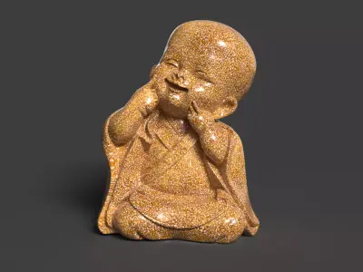 Chinese Monk Kid Figure   Low-poly 3D model