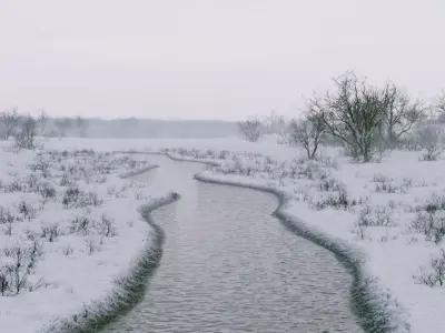 Winter River Generator Low-poly 3D model