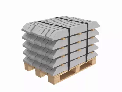 Stacked Concrete Spur On Wood Pallet 3D model